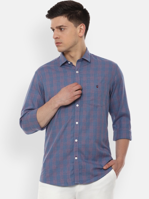 

Louis Philippe Sport Men Blue & Pink Slim Fit Checked Cotton Casual Shirt