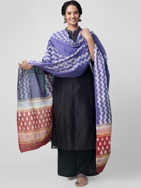 

Unnati Silks Blue & White Printed Dupatta