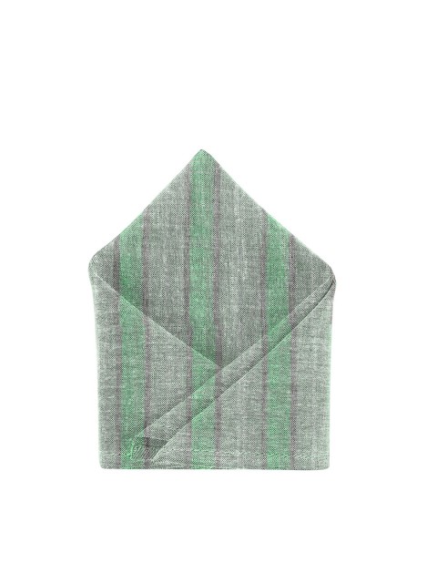 

Blacksmith Men Green & Grey Striped Pocket Square