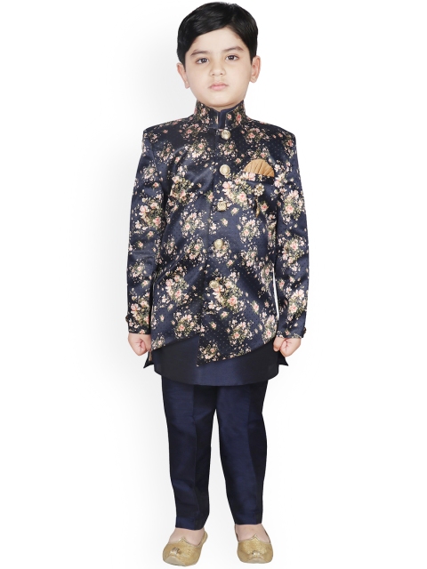 

SG YUVRAJ Boys Blue & Pink Printed Sherwani Set