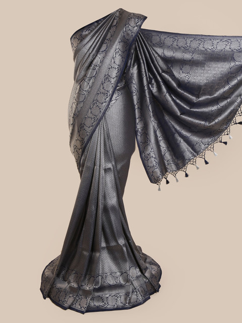 

Pothys Navy Blue & Grey Pure Silk Woven Design Banarasi Saree