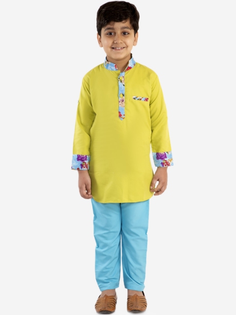 

KID1 Boys Lime Green Solid Kurta with Pyjamas
