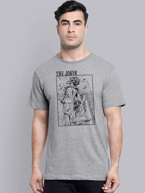 

Free Authority Men Grey Joker Printed Round Neck T-shirt