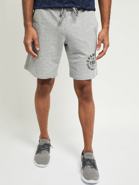 

max Men Grey Melange Solid Regular Shorts