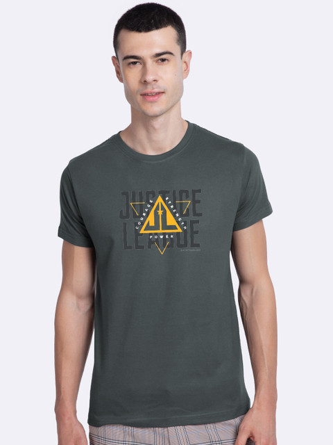 

Bewakoof Men Grey Printed Round Neck T-shirt