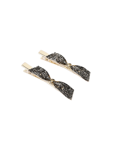 

BuckleUp Black & Gold-Toned Set of 2 Embellished Alligator Hair Clip