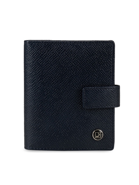 

Da Milano Unisex Navy Blue Textured Leather Card Holder