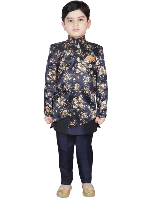 

SG YUVRAJ Boys Blue & Pink Printed Sherwani Set