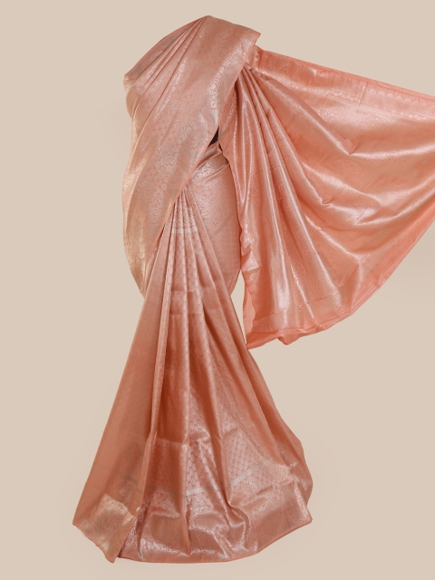 

Pothys Peach-Coloured Pure Silk Solid Banarasi Saree
