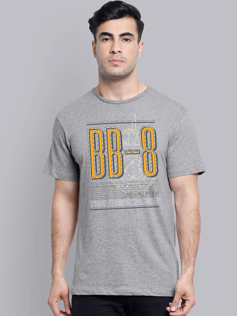 

Free Authority Men Grey Star Wars Printed Round Neck T-shirt
