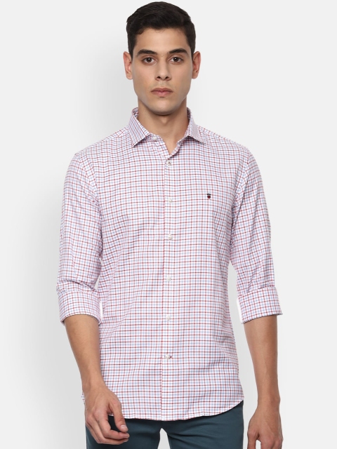 

Louis Philippe Sport Men White & Maroon Slim Fit Checked Cotton Semiformal Shirt