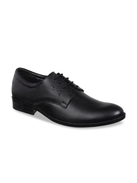 

Vardhra Men Black Textured Leather Formal Derbys