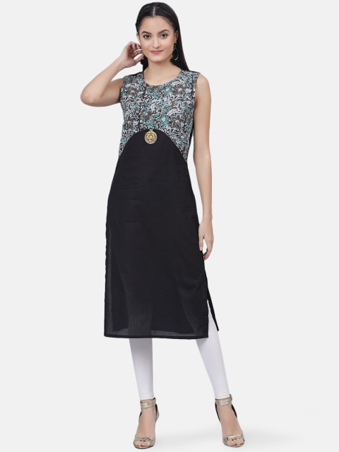 

Fashitale Women Black Yoke Design Straight Kurta