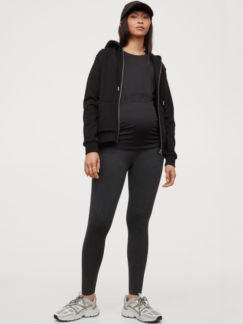 

H&M Women Charcoal Grey MAMA Seamless Sports Tights