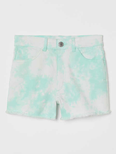 

H&M Girls Light Turquoise Blue & White Twill Shorts