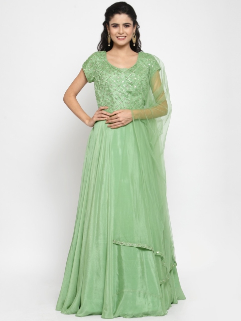 

KHALOM Women Green Embellished Maxi Dress