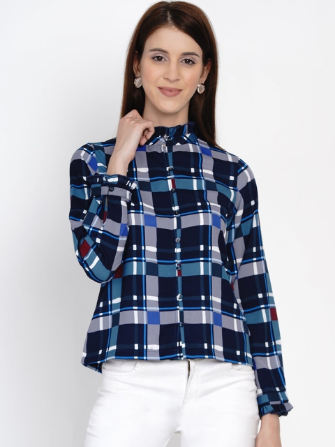 

Texco Women Navy Blue Regular Fit Checked Casual Shirt