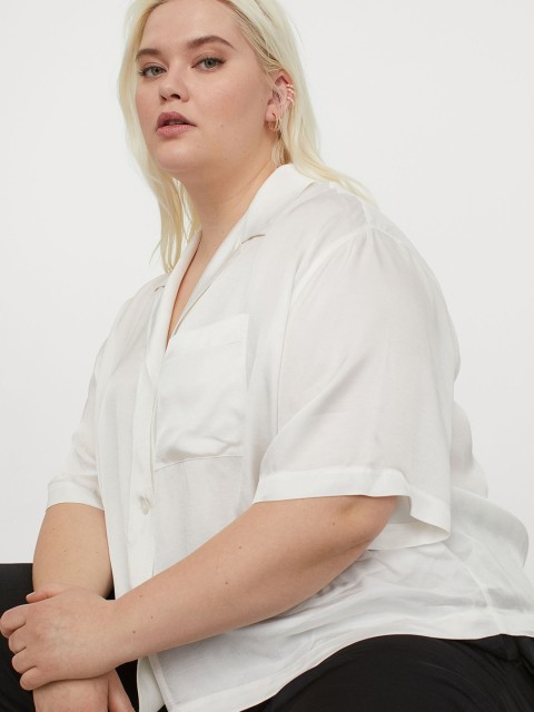 

H&M+ Women White Voluminous Resort Shirt