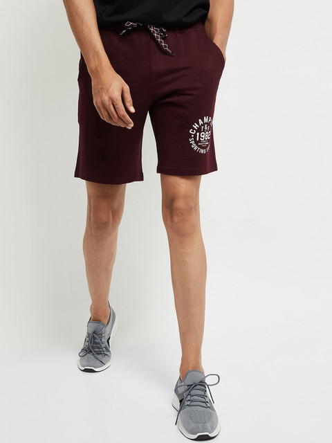 

max Men Maroon Printed Regular Fit Sports Shorts