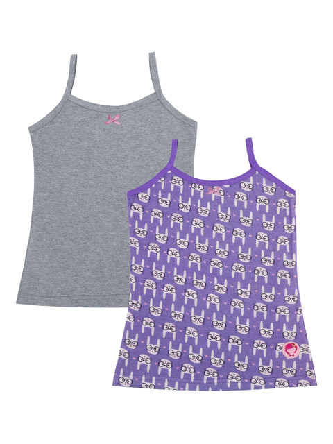 

DChica Girls Pack Of 2 Grey Melange & Purple Camisoles DCCMMR6599
