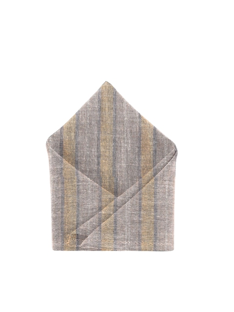 

Blacksmith Men Yellow & Grey Striped Pocket Square