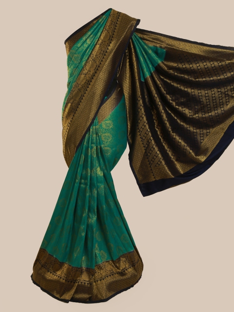

Pothys Green & Gold-Toned Pure Silk Woven Design Banarasi Saree