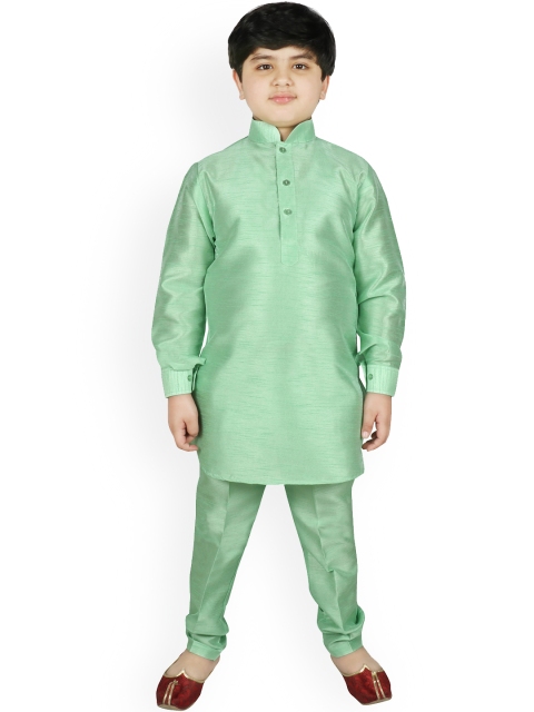 

SG YUVRAJ Boys Green Solid Kurta with Churidar