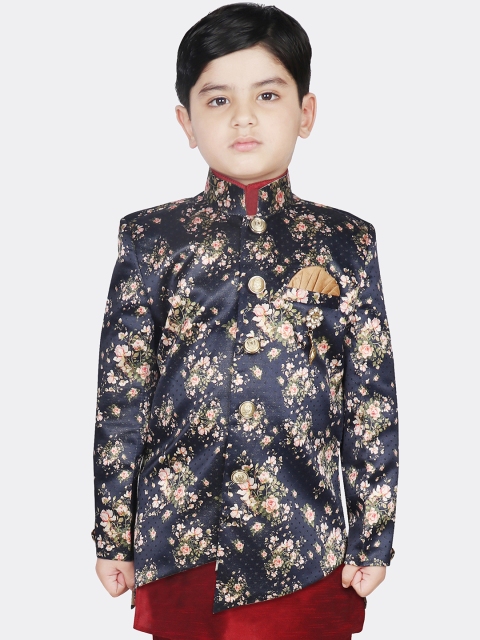 

SG YUVRAJ Boys Blue Printed Nehru Jacket