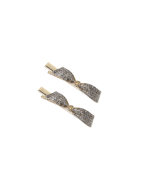

BuckleUp Silver-Toned & Gold-Toned Set of 2 Embellished Alligator Hair Clip
