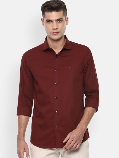 

Louis Philippe Sport Men Maroon & Blue Slim Fit Checked Semiformal Cotton Shirt
