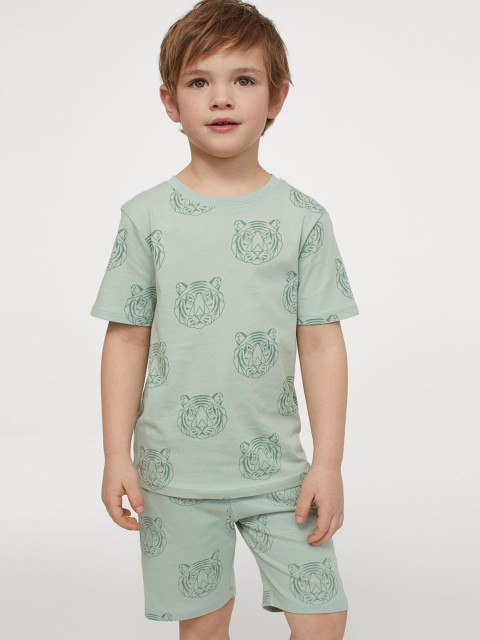 

H&M Boys Sage Green Cotton Printed Jersey Shorts