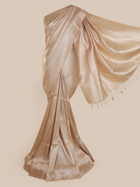 

Pothys Cream-Coloured Pure Silk Solid Banarasi Saree