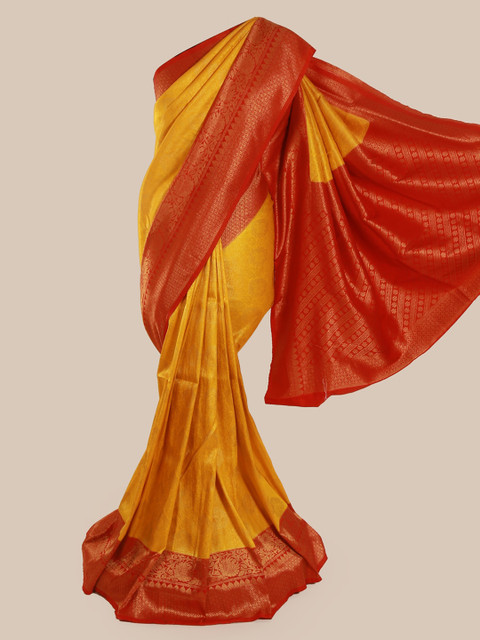 

Pothys Yellow & Red Pure Silk Woven Design Banarasi Saree
