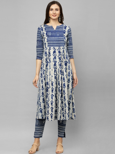 

SANISA Women Blue Printed Kurta with Trousers