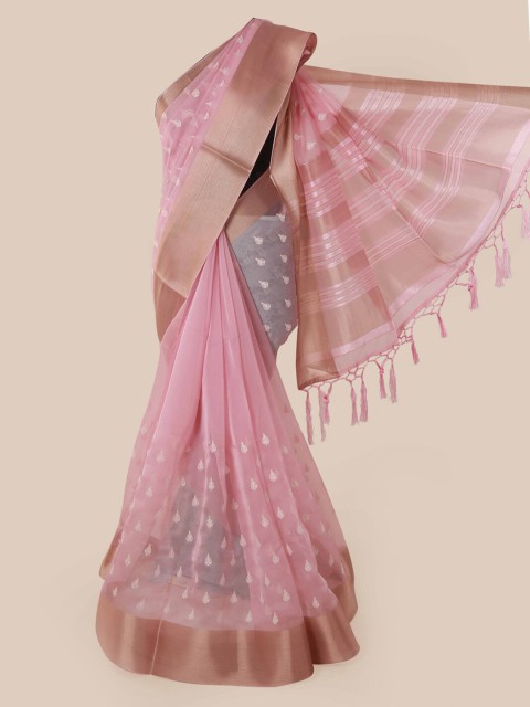 

Pothys Pink Woven Design Organza Saree