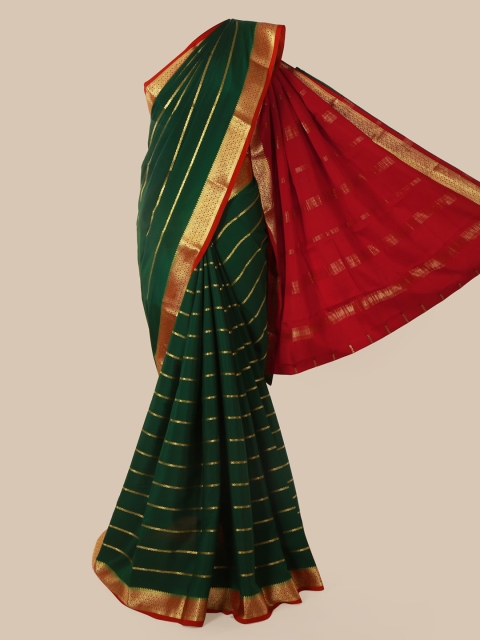

Pothys Green Pure Silk Striped Mysore Silk Saree