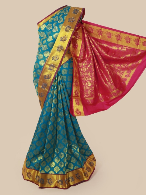 

Pothys Blue Pure Silk Woven Design Kanjeevaram Saree