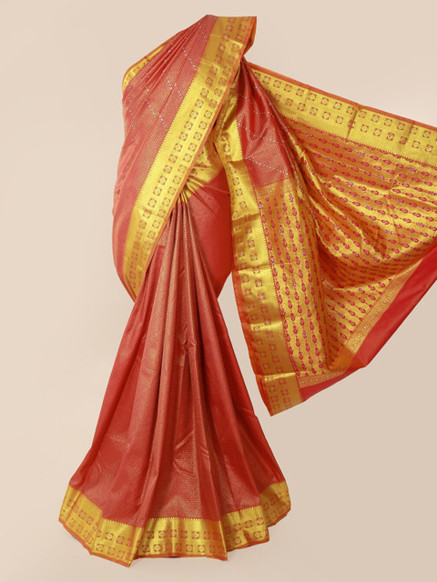 

Pothys Pink Pure Silk Woven Design Kanjeevaram Saree