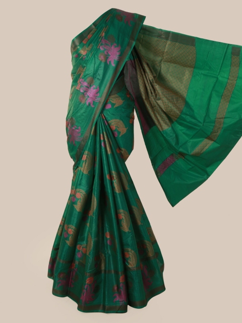 

Pothys Green Pure Silk Printed Tussar Saree