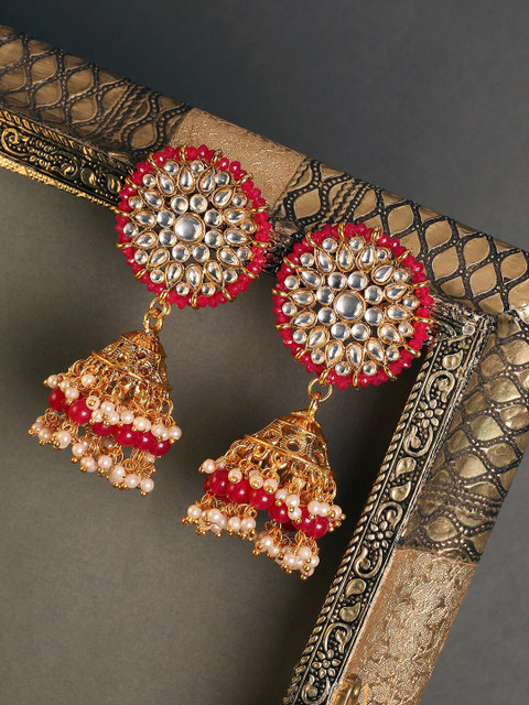 

OOMPH Red Contemporary Jhumkas