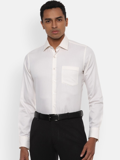 

Van Heusen Men Cream-Coloured Slim Fit Solid Pure Cotton Formal Shirt