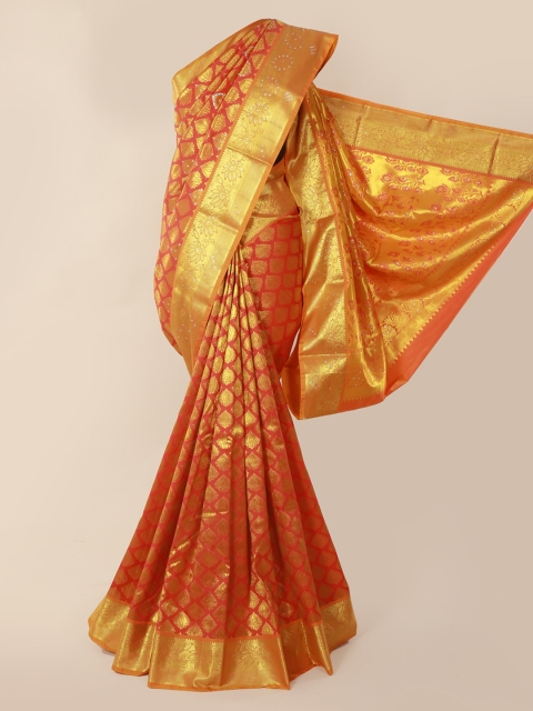 

Pothys Orange Pure Silk Woven Design Kanjeevaram Saree