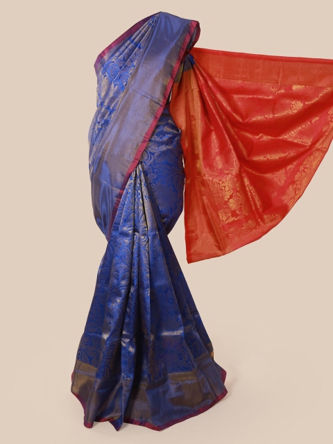 

Pothys Blue & Red Pure Silk Woven Design Mysore Silk Saree