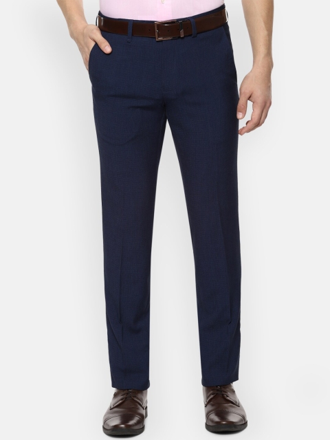 

Van Heusen Men Navy Blue Slim Fit Solid Formal Trousers