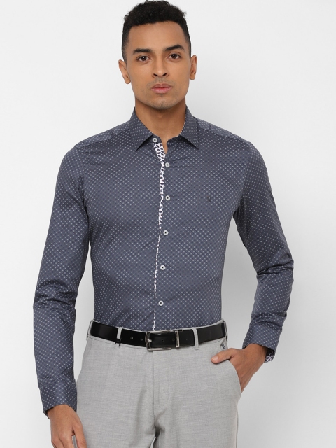 

SIMON CARTER LONDON Men Grey & White Slim Fit Printed Formal Shirt