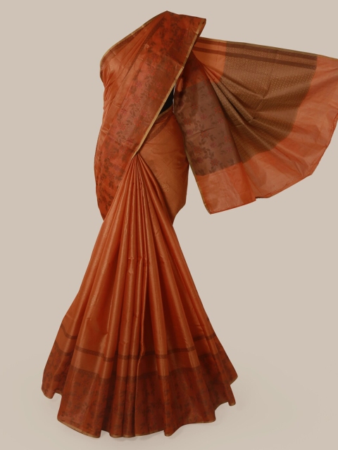 

Pothys Orange Pure Silk Printed Tussar Saree
