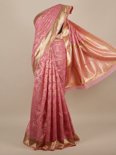 

Pothys Pink Woven Design Jute Silk Saree