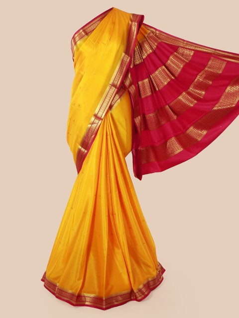 

Pothys Yellow Pure Silk Solid Mysore Silk Saree