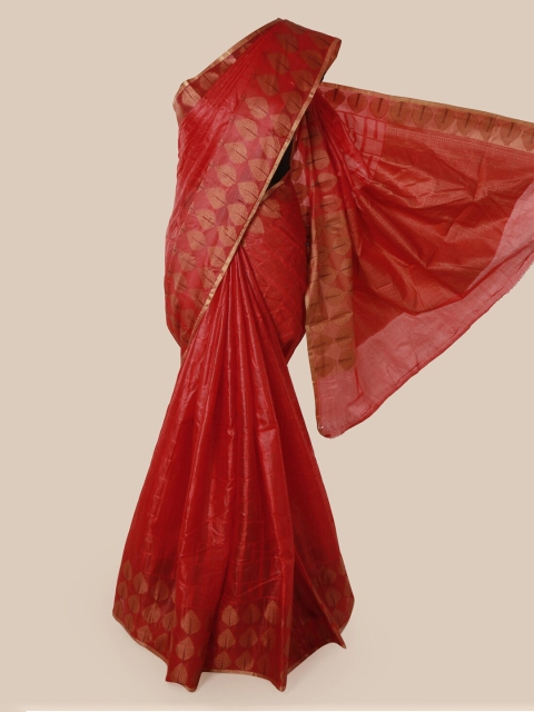 

Pothys Red Pure Silk Woven Design Tussar Saree