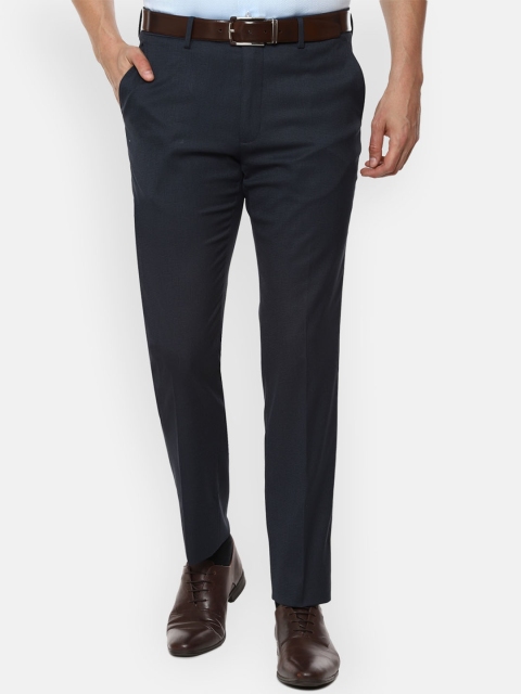 

Van Heusen Men Navy Blue Slim Fit Solid Formal Trousers